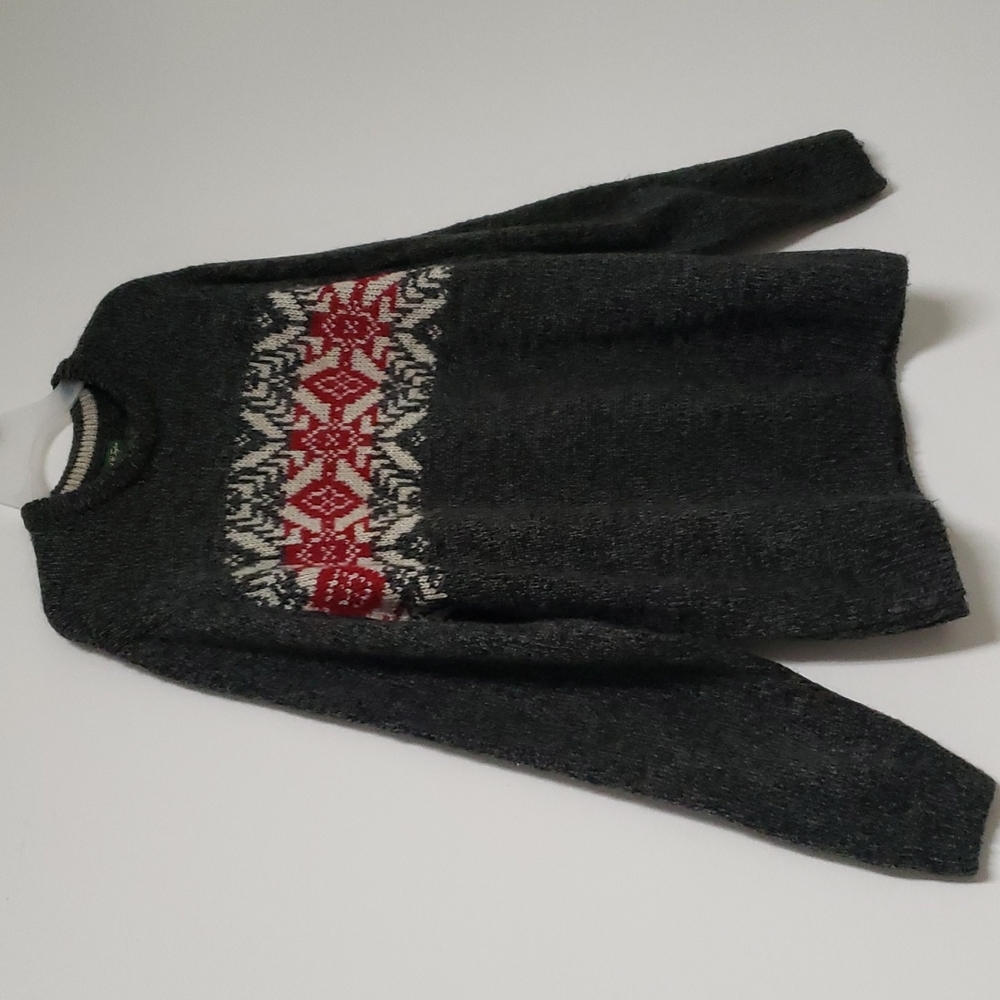 Nordic Print Snowflake Sweater Gray‎ Red Size Extra Large